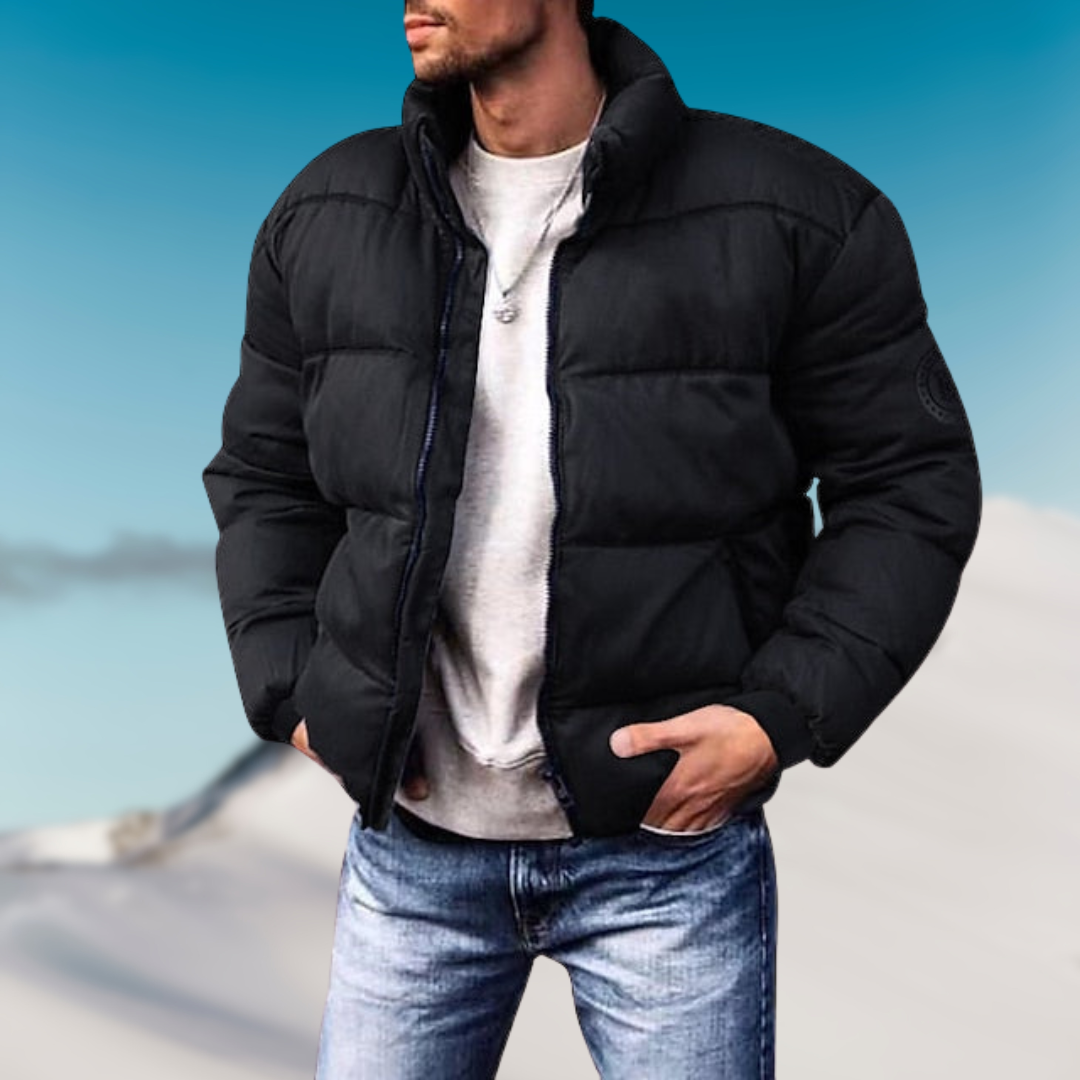 Casual Fit Quilted High Collar Down Jacket