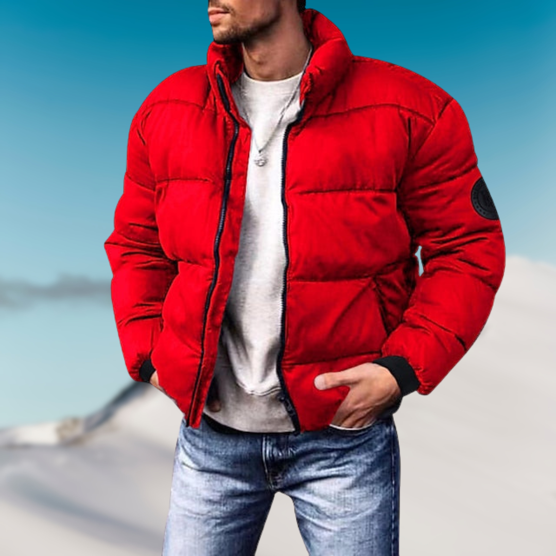Casual Fit Quilted High Collar Down Jacket