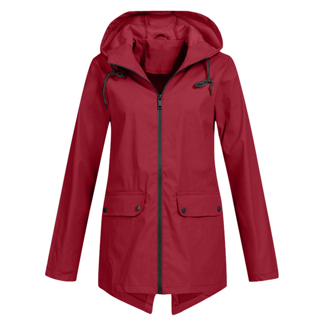 Water-Resistant Relaxed Fit Adjustable Hood Rain Jacket