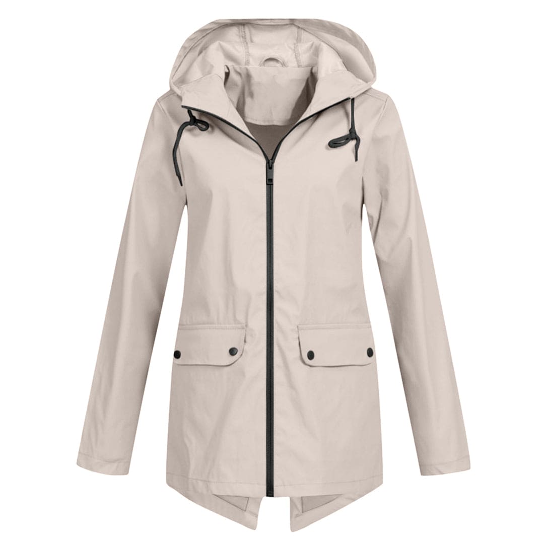 Water-Resistant Relaxed Fit Adjustable Hood Rain Jacket