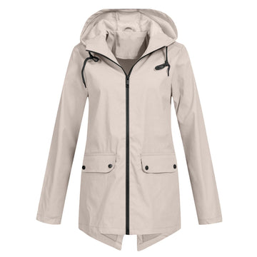 Water-Resistant Relaxed Fit Adjustable Hood Rain Jacket