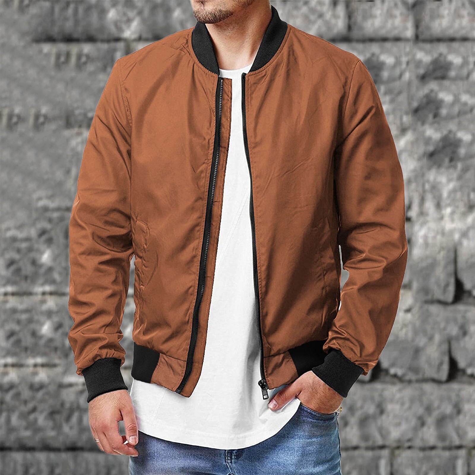 Men's bomber jacket – Regular fit – Lightweight – Ribbed edges – Breathable casual design
