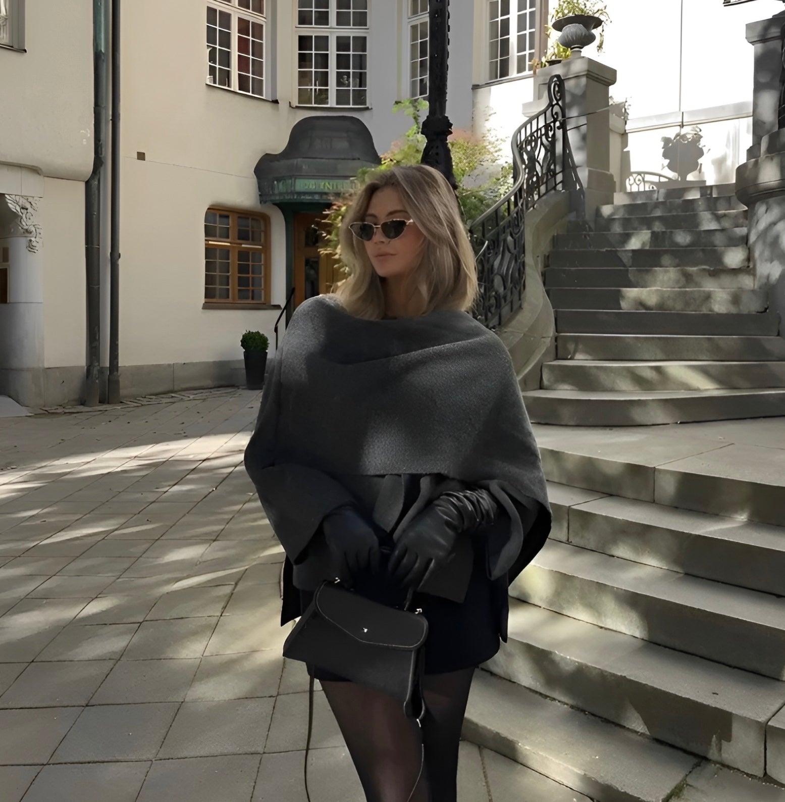 Women's Poncho - Soft Wool - Elegant Asymmetric Design - Versatile Warm Shoulder Cape
