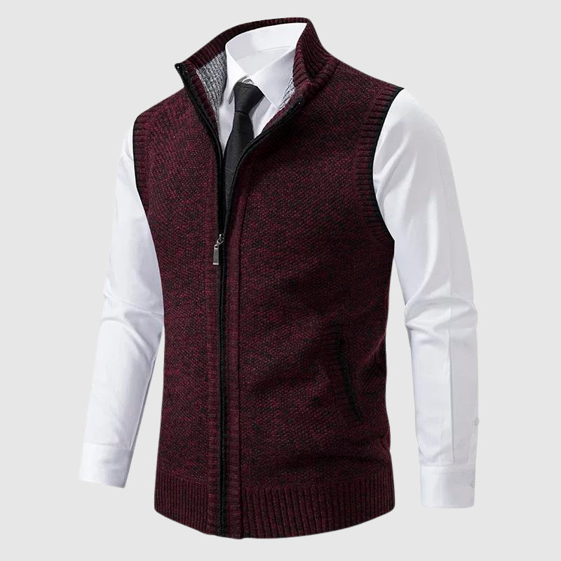 Men's Sweater Vest – Slim Fit – Soft Knitted – Zipper – Ribbed Edges – Smart Casual