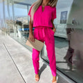 Women's Jumpsuit - Elegant Design - Short Sleeve - Elastic Waist - Comfortable Fit
