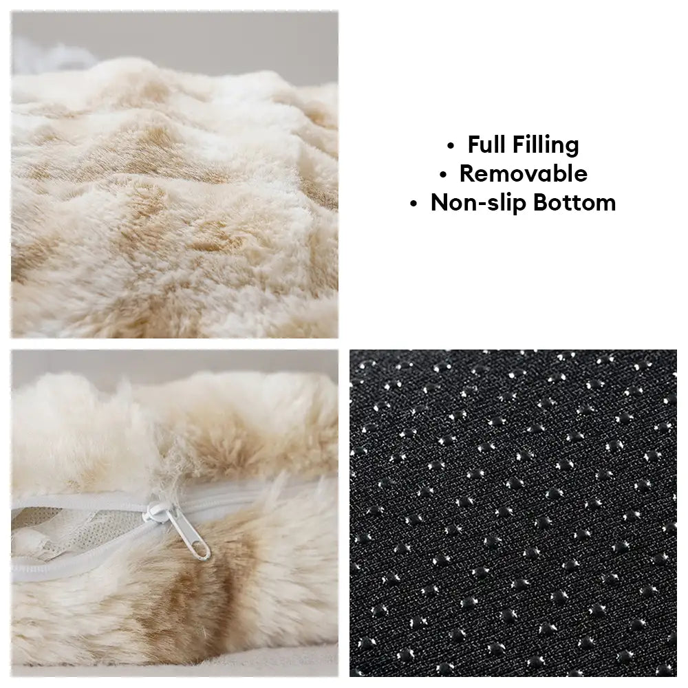 Long-Pile Low-Entry Bolster Pet Bed