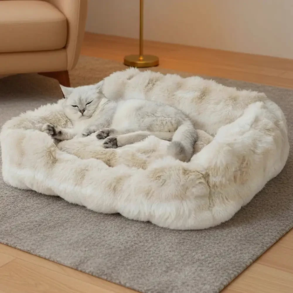 Long-Pile Low-Entry Bolster Pet Bed