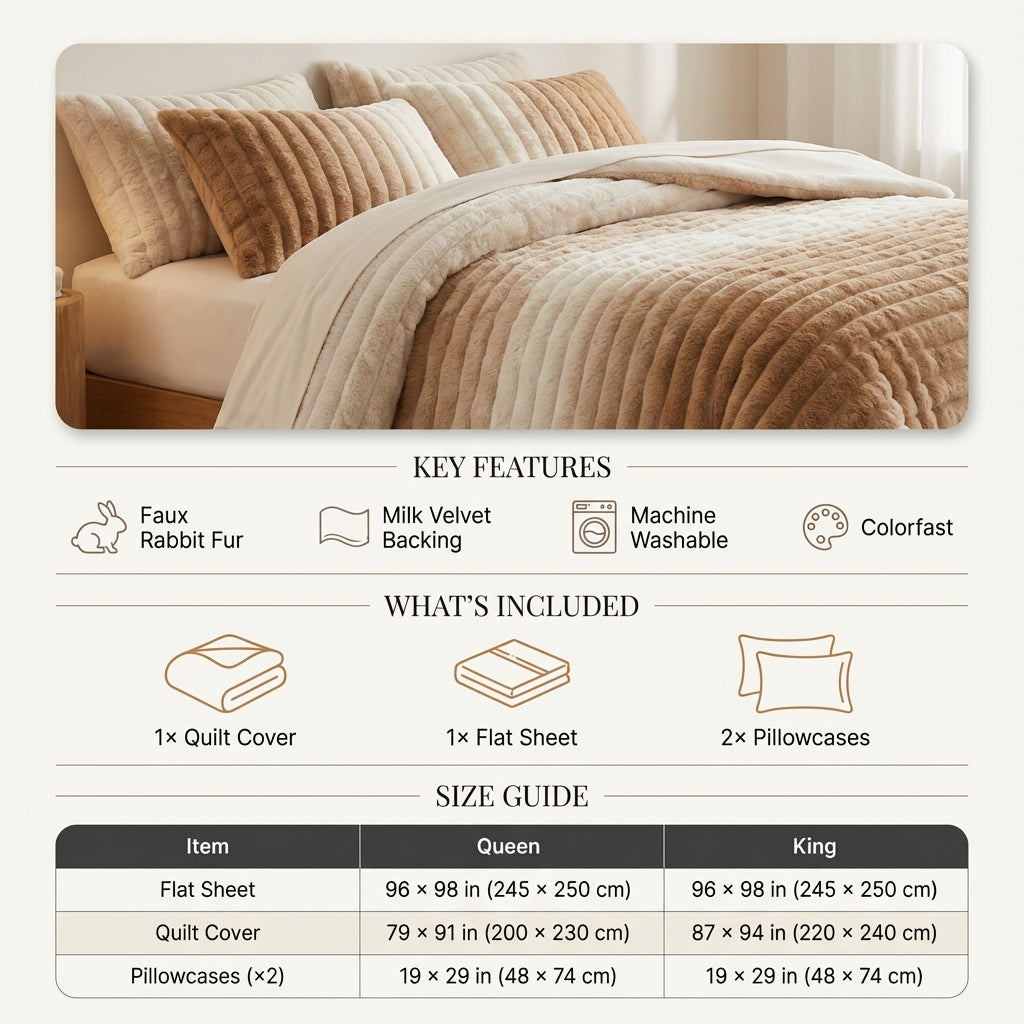 Ribbed Faux Fur Comforter Set