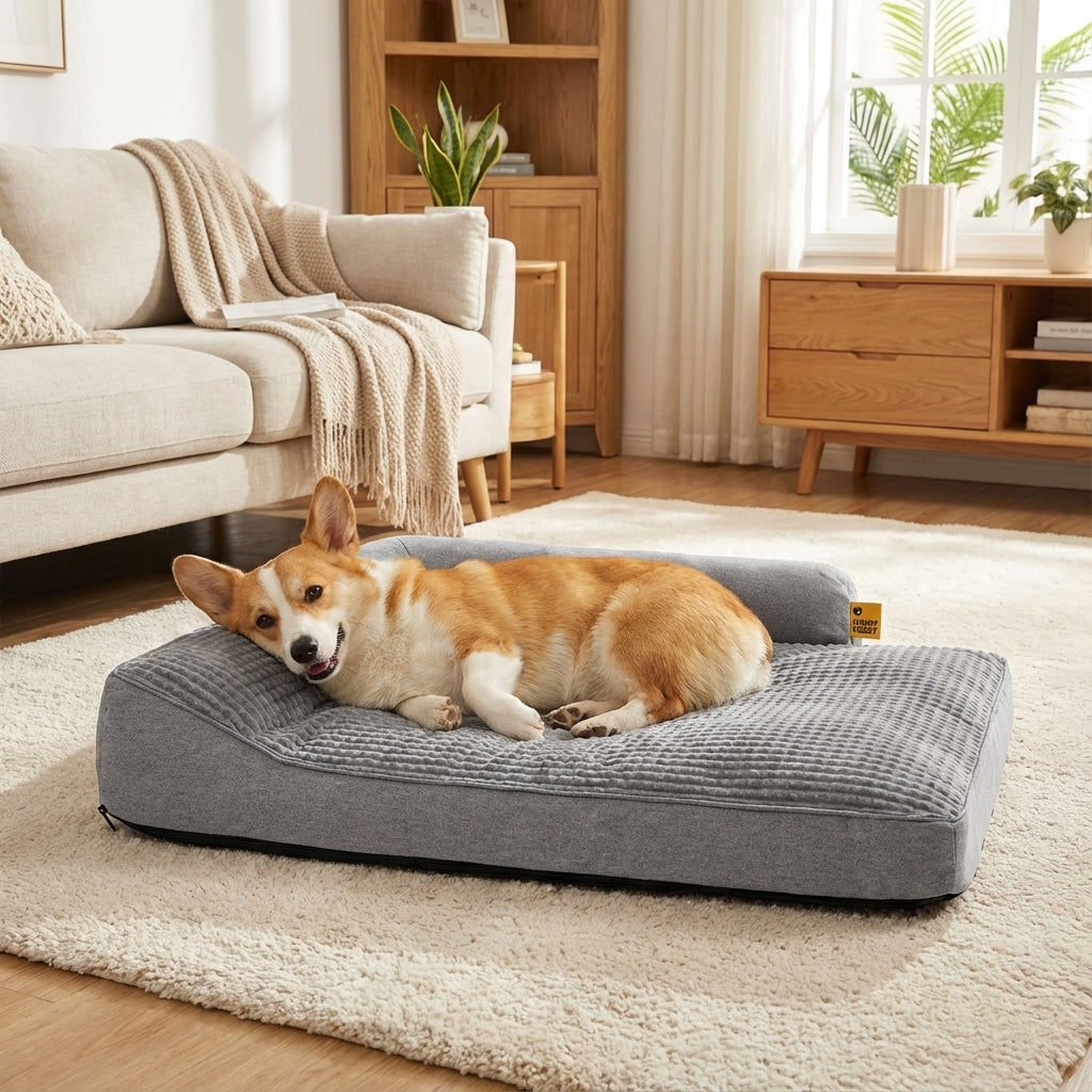 Ribbed Low Entry Bolstered Pet Bed
