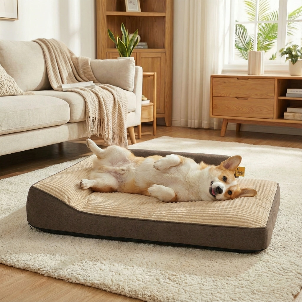 Ribbed Low Entry Bolstered Pet Bed