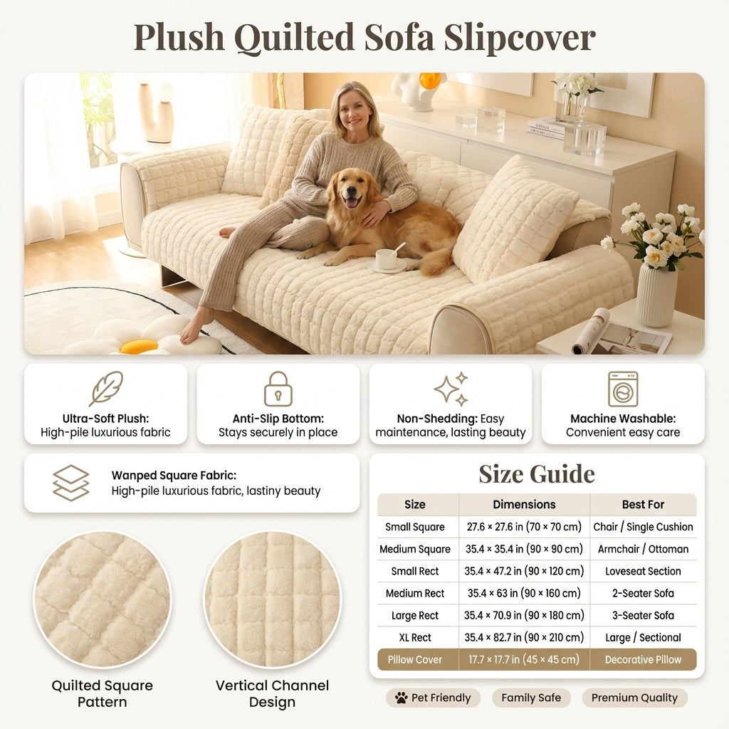 Plush Quilted Sofa Slipcover