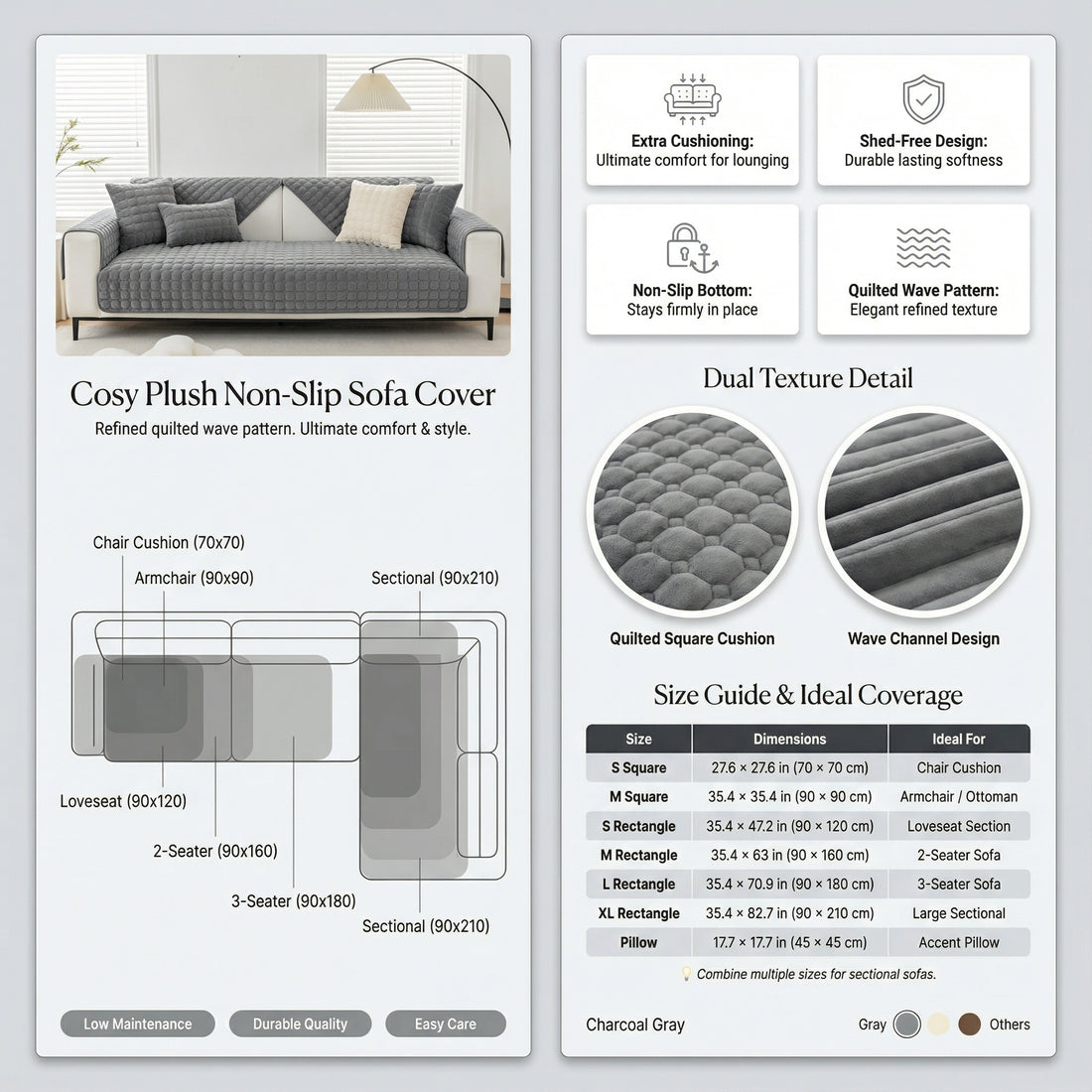 Quilted Faux Fur Full Coverage Sofa Slipcover