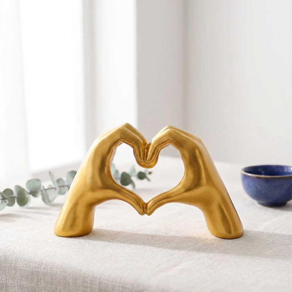 Sculptural Resin Hand-Heart Tabletop Sculpture