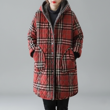 Warm Padded Hooded Knee-Length Coat