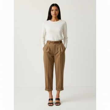  High Waist – Straight-Leg Cropped Fit Trousers