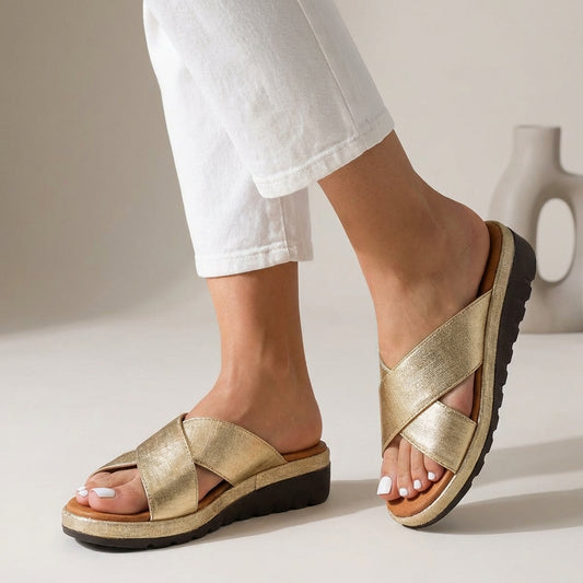 Refined Orthopedic Cross-Strap Comfort Sandals for Effortless Summer Days