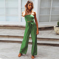 Women's Jumpsuit - Strapless - Waistband - Wide Leg Width - Elegant and Comfortable
