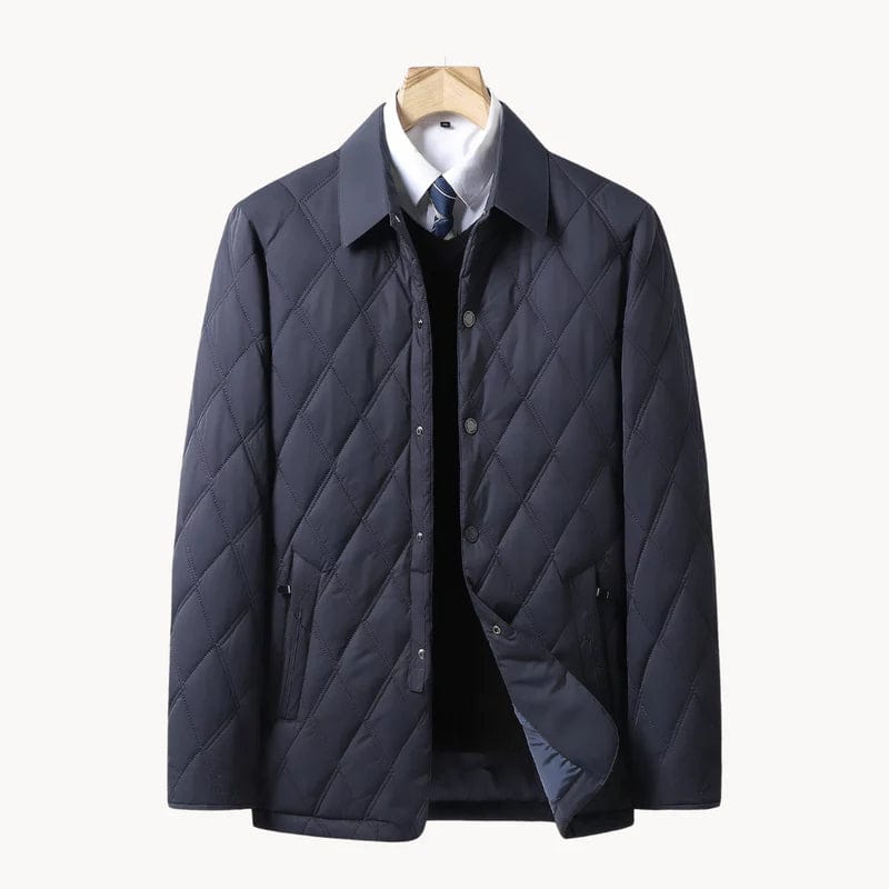 Diamond Stitch Button Front Quilted Jacket