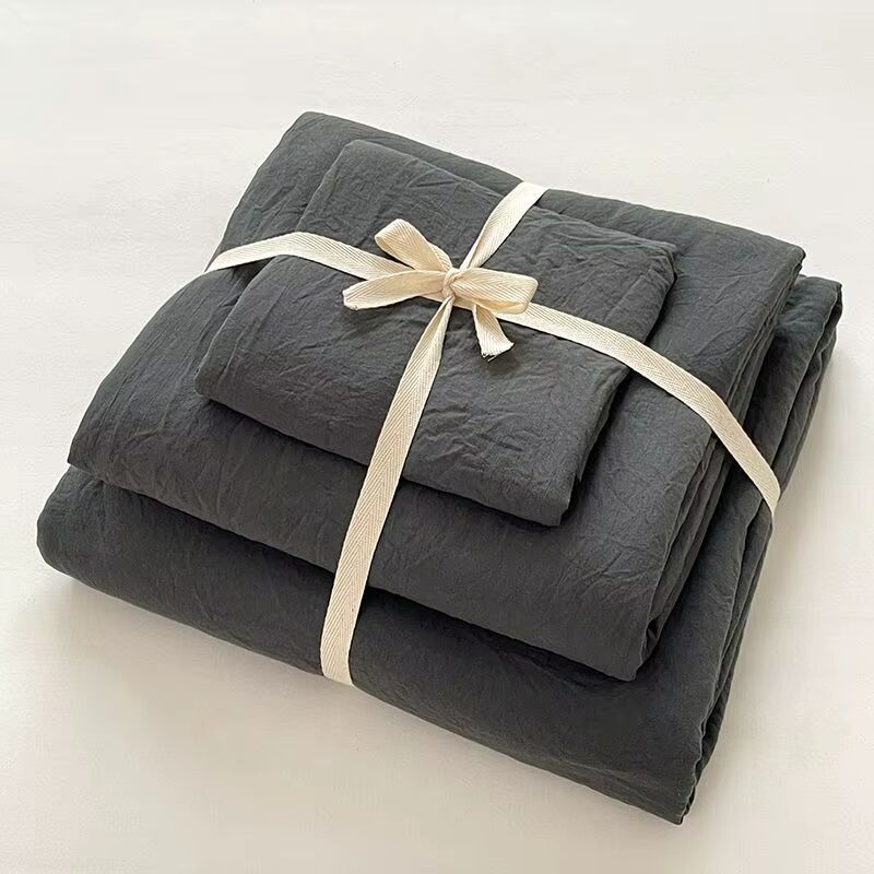 Washed Cotton Wrinkled Duvet Cover Set