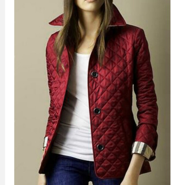 Diamond Pattern Slim Fit Quilted Jacket
