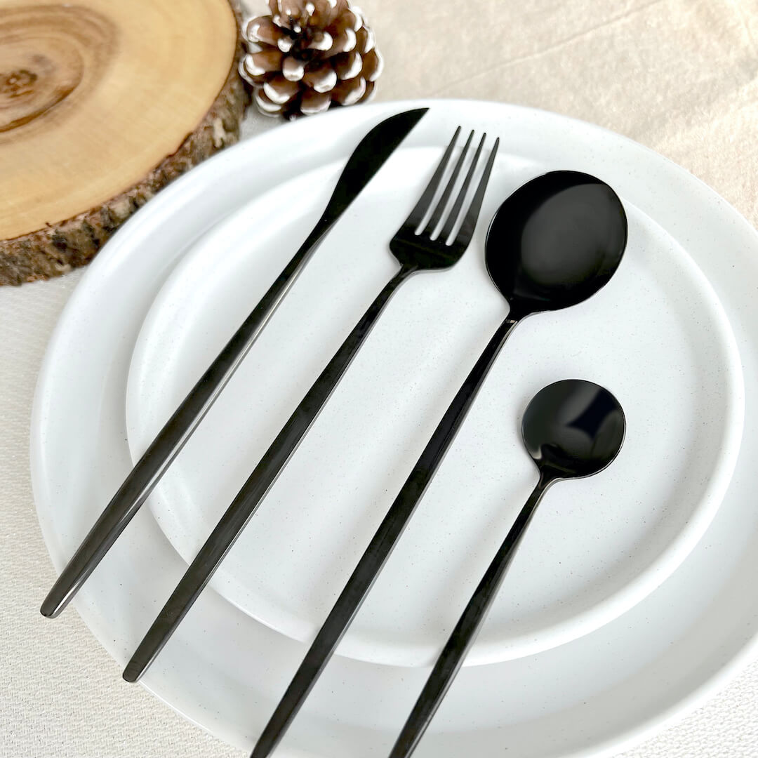 Minimalist Stainless Steel Slim Tapered Flatware Set