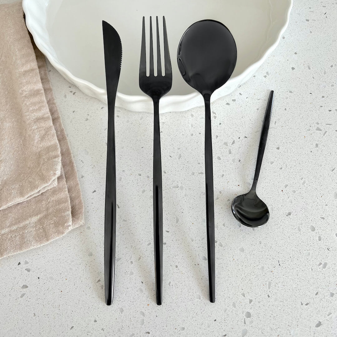 Minimalist Stainless Steel Slim Tapered Flatware Set