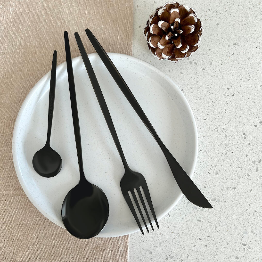 Minimalist Stainless Steel Slim Tapered Flatware Set
