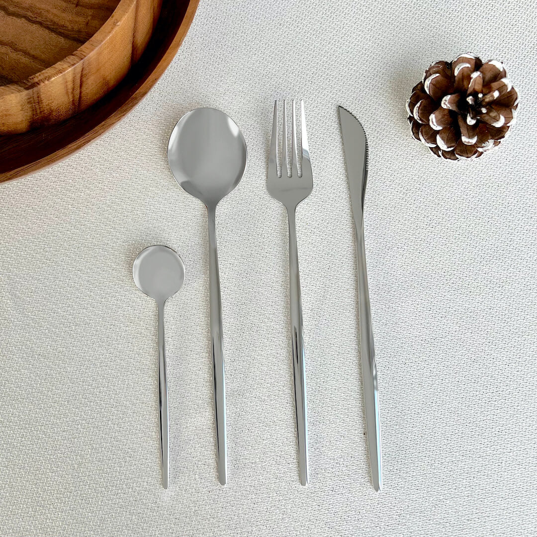 Stainless Steel Minimalist Mirror-Polished Flatware Set