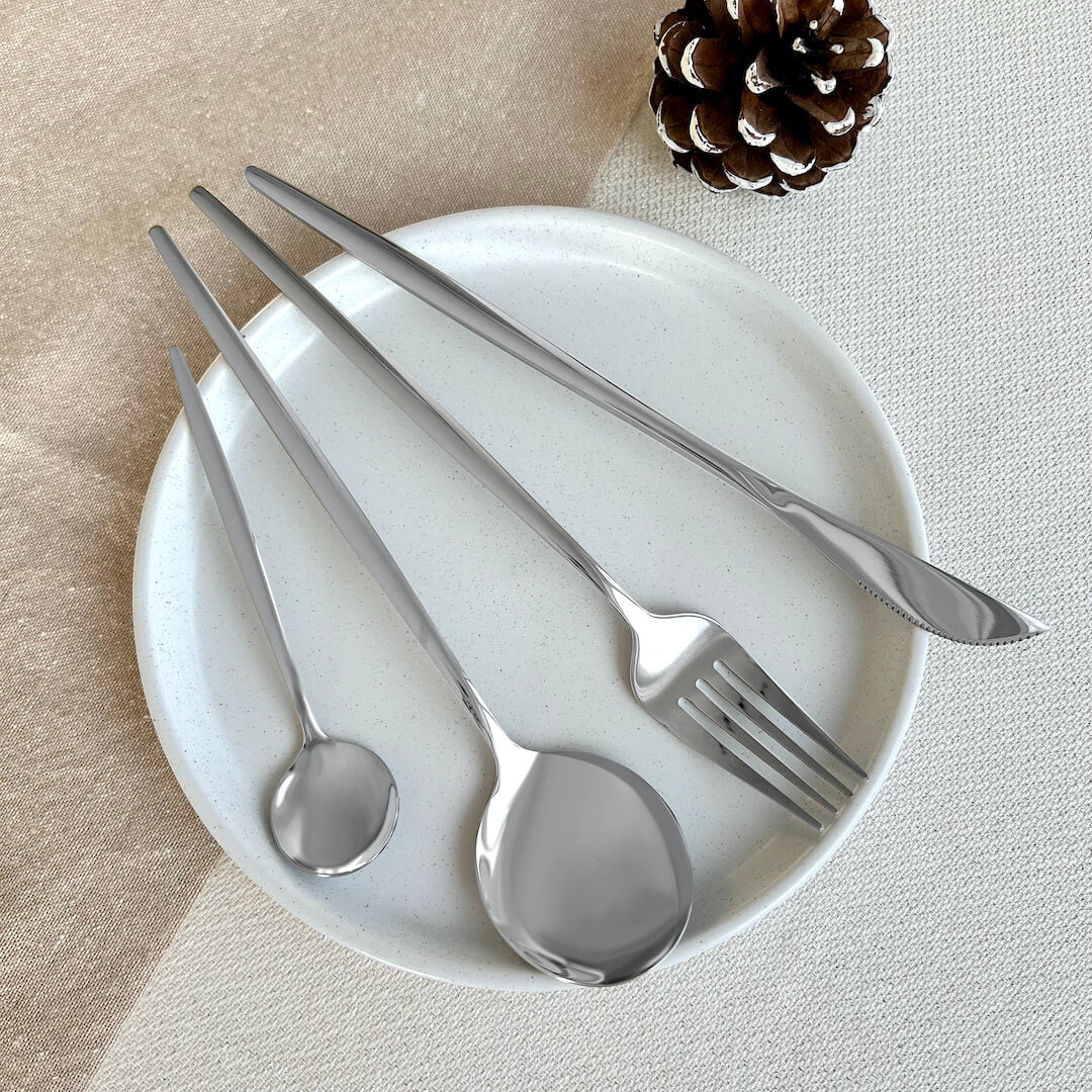 Stainless Steel Minimalist Mirror-Polished Flatware Set