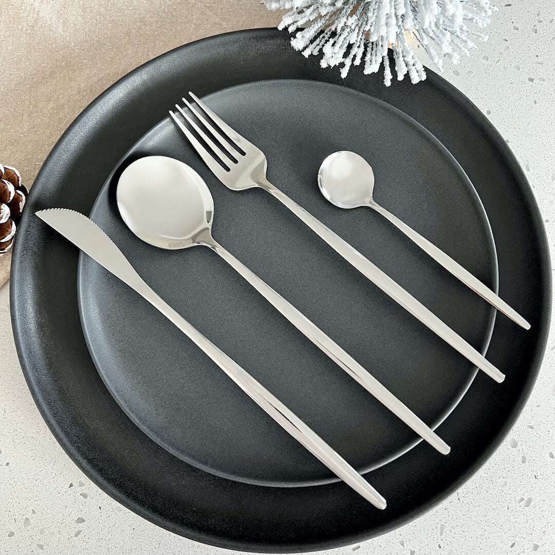 Stainless Steel Minimalist Mirror-Polished Flatware Set
