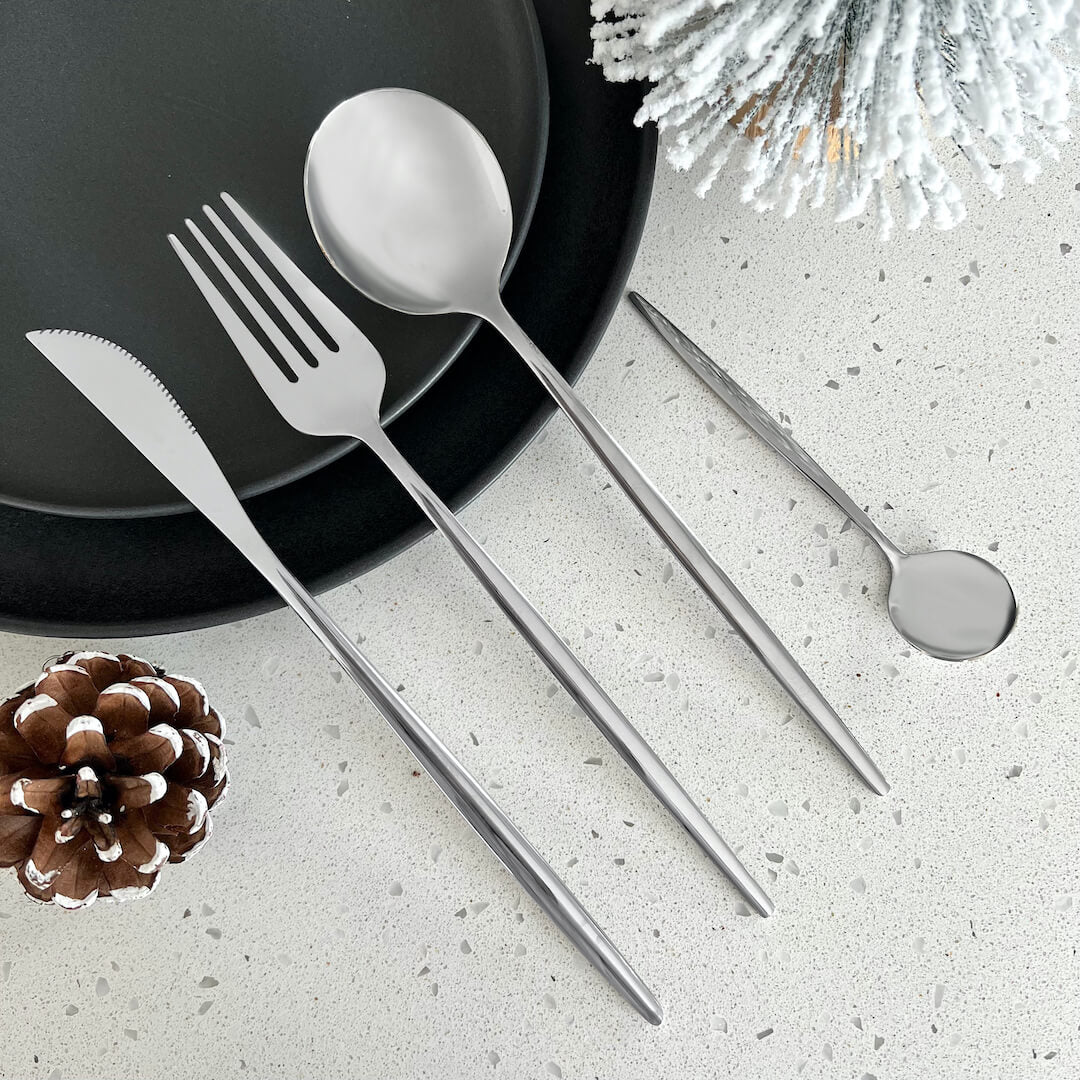 Stainless Steel Minimalist Mirror-Polished Flatware Set