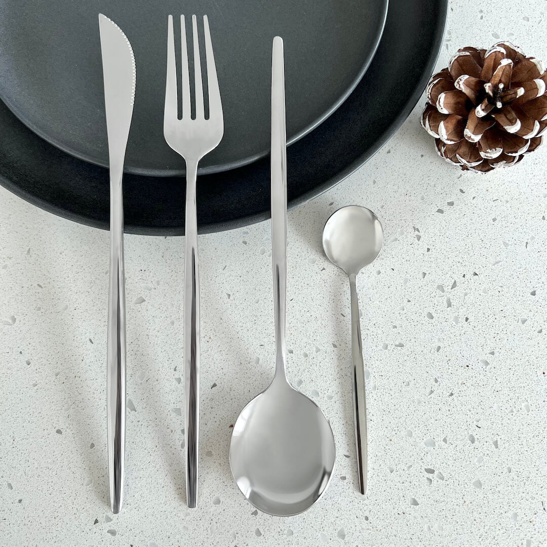 Stainless Steel Minimalist Mirror-Polished Flatware Set