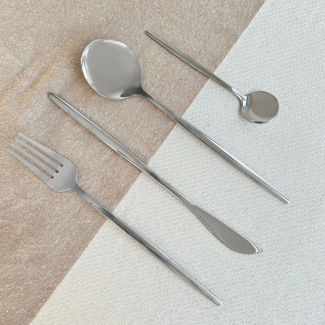 Stainless Steel Minimalist Mirror-Polished Flatware Set