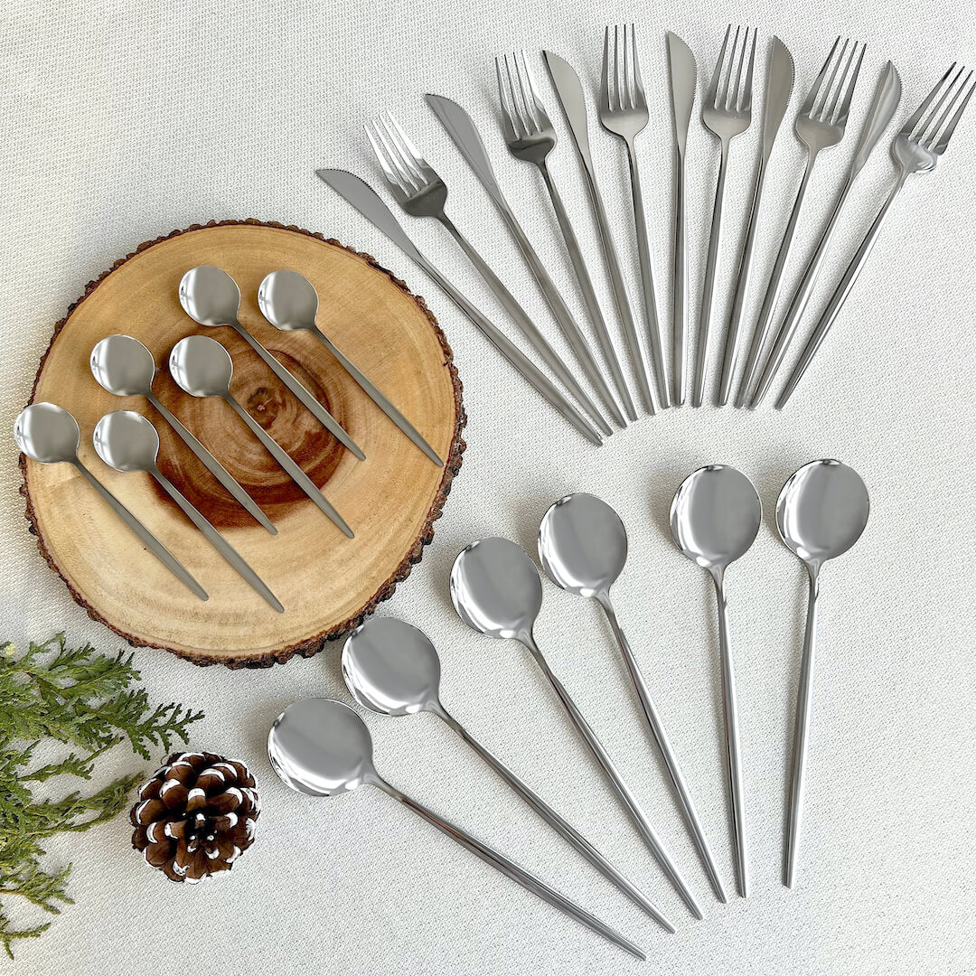 Stainless Steel Minimalist Mirror-Polished Flatware Set