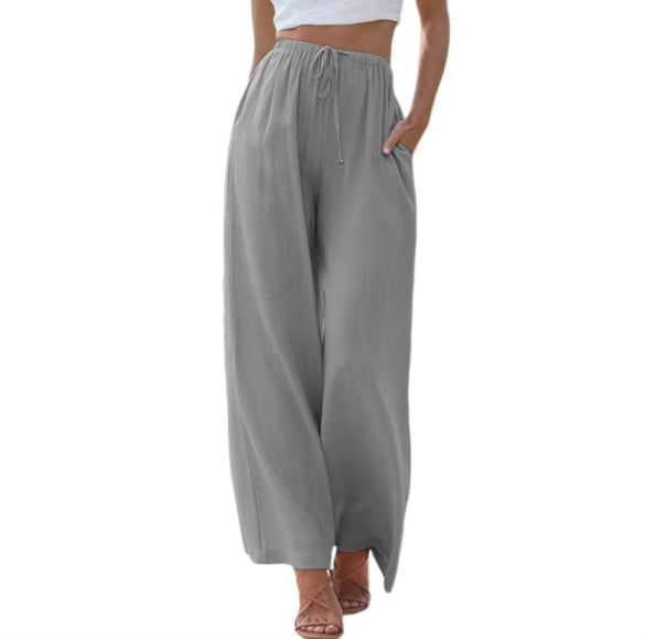 Women's Set - Sleeveless Top & Wide Pants - Breathable Linen Blend - Comfortable Loose Fit