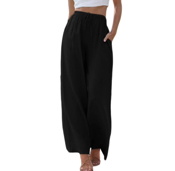 Women's Set - Sleeveless Top & Wide Pants - Breathable Linen Blend - Comfortable Loose Fit