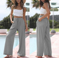 Women's Set - Sleeveless Top & Wide Pants - Breathable Linen Blend - Comfortable Loose Fit