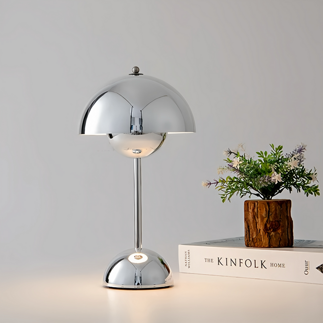 Polished Chrome Hemisphere Table Lamp