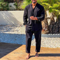 Men's Set in Linen – Relaxed Fit Shirt and Straight Leg Pants – Breathable Lightweight