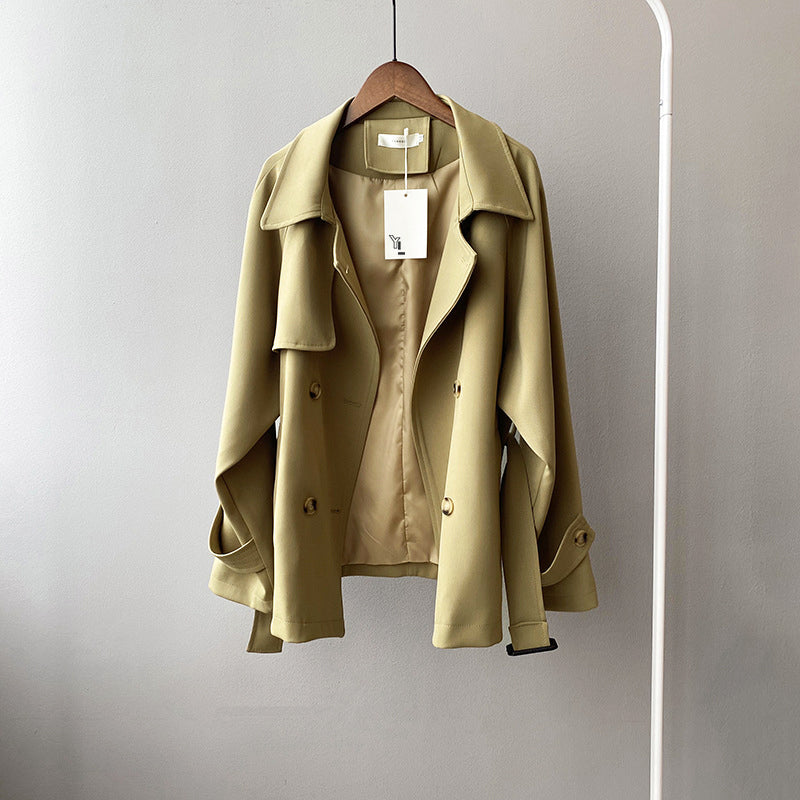 Double-Breasted Belted Relaxed Trench Coat
