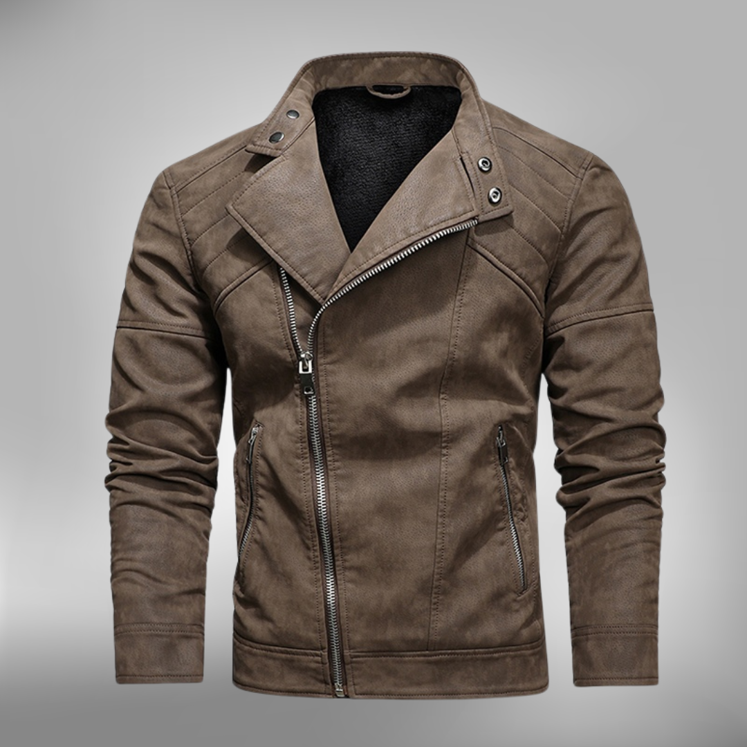 Faux Leather Slim Fit Quilted Jacket