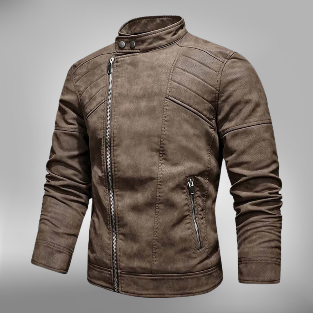 Faux Leather Slim Fit Quilted Jacket