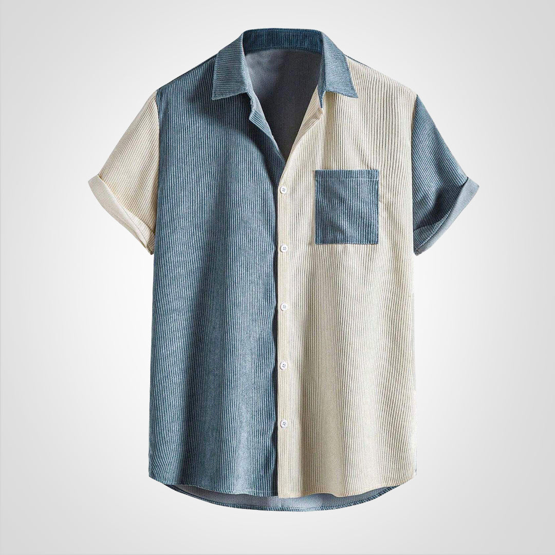 Short Sleeve Color Block Relaxed Fit Shirt