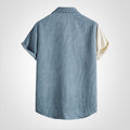 Men's Shirt – Short Sleeve – Button Closure – Color Block Design – Relaxed Fit