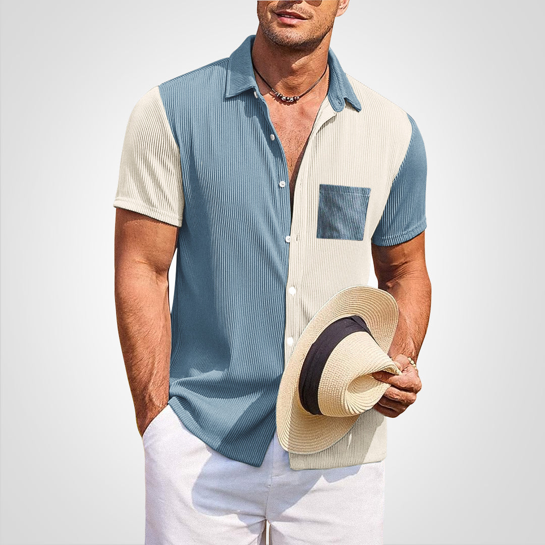 Short Sleeve Color Block Relaxed Fit Shirt