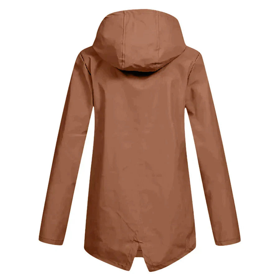 Women's Raincoat - Waterproof with Hood - Zipper & Front Pockets - Comfortable Fit