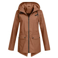 Women's Raincoat - Waterproof with Hood - Zipper & Front Pockets - Comfortable Fit