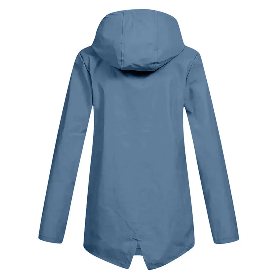 Women's Raincoat - Waterproof with Hood - Zipper & Front Pockets - Comfortable Fit