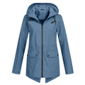 Women's Raincoat - Waterproof with Hood - Zipper & Front Pockets - Comfortable Fit