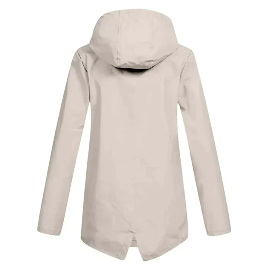 Women's Raincoat - Waterproof with Hood - Zipper & Front Pockets - Comfortable Fit